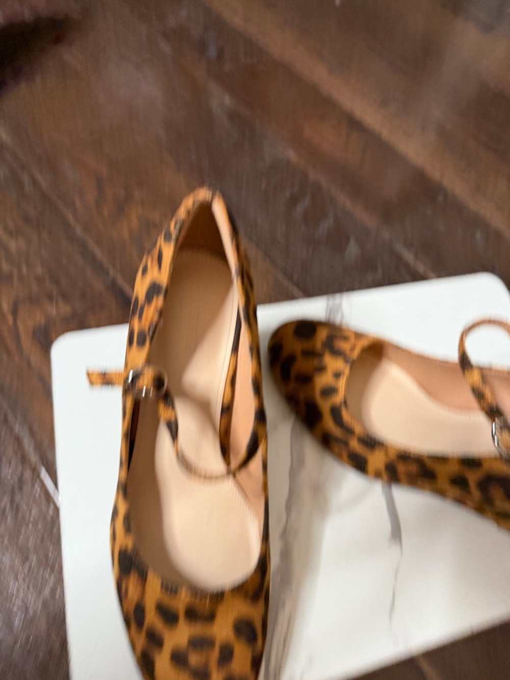 Leopard Print Mary Jane Wedge Heels in Tan and Black - Picture 2 of 6